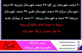 بخش اعظم افزایش آمار بیماران کرونا در خراسان جنوبی   طی ۱۵ روز گذشته، موارد ابتلای خانوادگی است