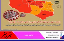 وضعیت شهرستان های خراسان جنوبی بر اساس معیار ستاد ملی کرونا؛