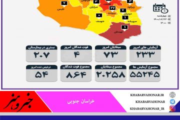 آمار مبتلایان به کرونا به تفکیک شهرستان های خراسان جنوبی