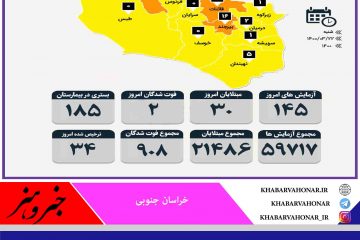 آمار مبتلایان به کرونا به تفکیک شهرستان های خراسان جنوبی