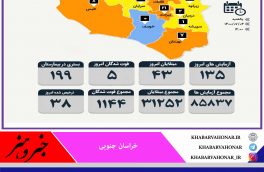 آمار روزانه مبتلایان به کرونا به تفکیک شهرستان های خراسان جنوبی