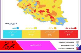 ۹ شهر استان خراسان جنوبی در وضعیت زرد کرونایی،نارنجی:درمیان و سرایان