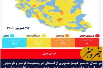 در حال حاضر هیچ شهری از استان در وضعیت قرمز و نارنجی قرار ندارد.