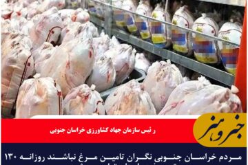 مردم خراسان جنوبی نگران تامین مرغ نباشند روزانه ۱۳۰ تن مرغ در استان تولید می شود