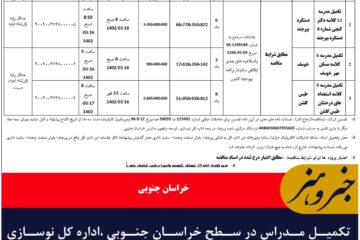 تکمیل مدراس در سطح خراسان جنوبی ،اداره کل نوسازی ،توسعه وتجهیز مدارس خراسان جنوبی