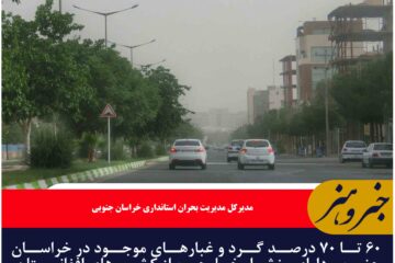 ۶۰ تا ۷۰ درصد گرد و غبارهای موجود در خراسان جنوبی دارای منشاء خارجی است