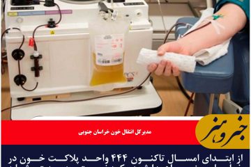 اهدای پلاکت خون در خراسان جنوبی ۳۵ درصد نسبت به مدت مشابه سال قبل افزایش یافت