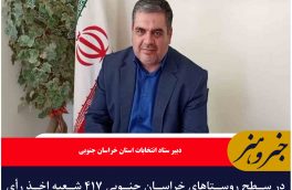 در سطح روستاهای خراسان جنوبی ۴۱۷ شعبه اخذ رأی تعبیه می شوند