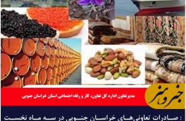 صادرات دو میلیون دلاری تعاونی‌های خراسان جنوبی