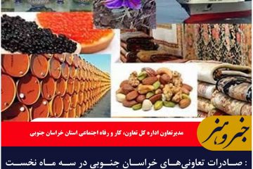 صادرات دو میلیون دلاری تعاونی‌های خراسان جنوبی