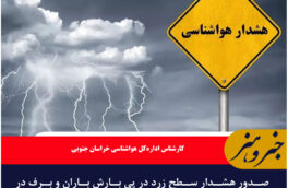 صدور هشدار سطح زرد در پی بارش باران و برف در خراسان جنوبی