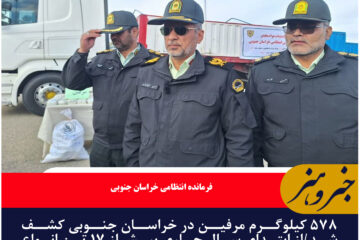 ۵۷۸ کیلوگرم مرفین در خراسان جنوبی کشف شد/از ابتدای سال جاری بیش از ۱۷ تن انواع مواد مخدر شده است