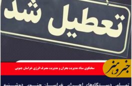تمامی دستگاه‌های اجرایی خراسان جنوبی دوشنبه تعطیل است / مدارس غیرحضوری