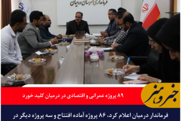 افتتاح و کلنگ‌زنی ۸۹ پروژه عمرانی و اقتصادی در درمیان با اعتبار ۳۹۰ میلیارد تومان