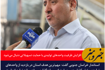 استاندار خراسان جنوبی: افزایش ظرفیت واحدهای تولیدی با حمایت تسهیلاتی دنبال می‌شود
